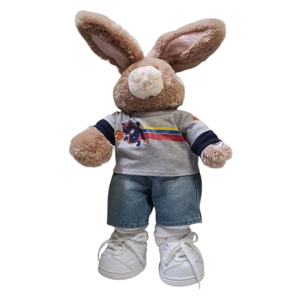 Build A Bear Plush Mocha Bunny Rabbit Toy Clothes Shoes 20" Poseable Ears Y2K